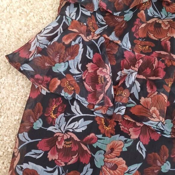 Majorelle Tina Chiffon Floral Tiered Midi Dress S - Picture 15 of 16